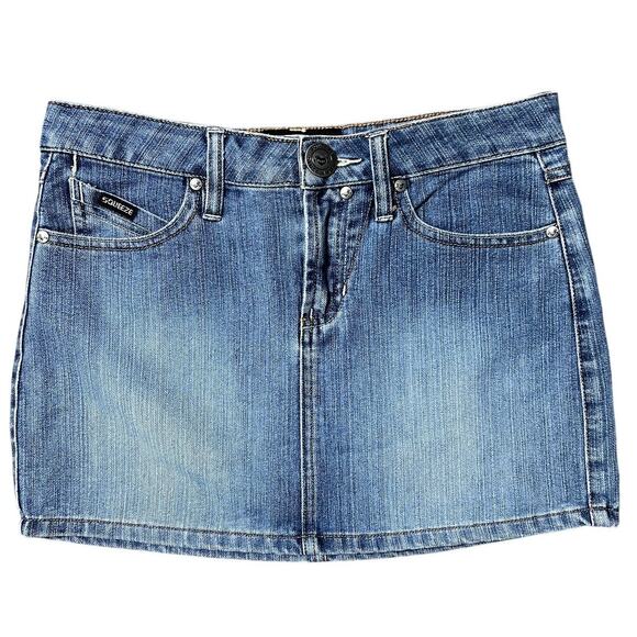 Vintage Y2K Squeeze Jeans Denim Mini Skirt Size 3/4 - Picture 1 of 5